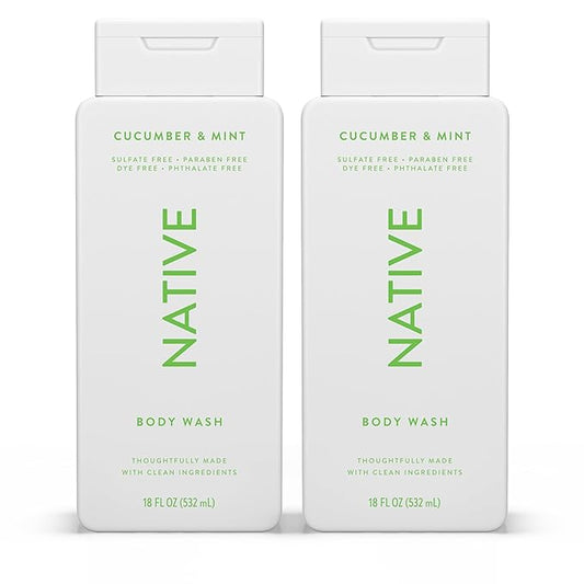 Native Body Wash Contains Naturally Derived Ingredients | For Women & Men, Sulfate, Paraben, & Dye Free Leaving Skin Soft and Hydrated | Cucumber & Mint 18 oz