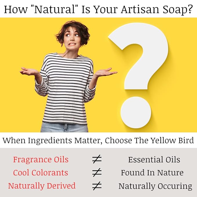 The Yellow Bird Peppermint Soap Bar with Tea Tree Oil - Handmade in USA with Natural, Organic, Vegan Ingredients (2 Bar Pack)
