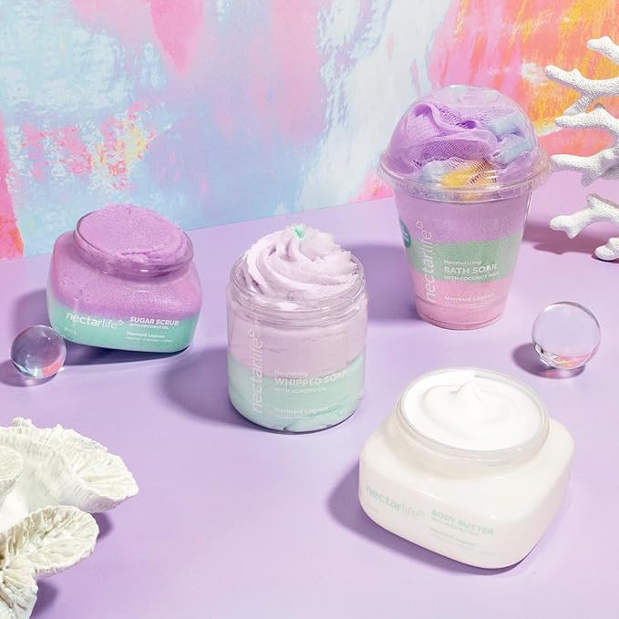 Milkshake Bath Soak, Bubble Bath Soak, Natural Detox Foaming Bath Soak, Moisturizing Body Soak, Foot Soak, Vegan Body Skin Care, 9 oz.(Mermaid Lagoon)