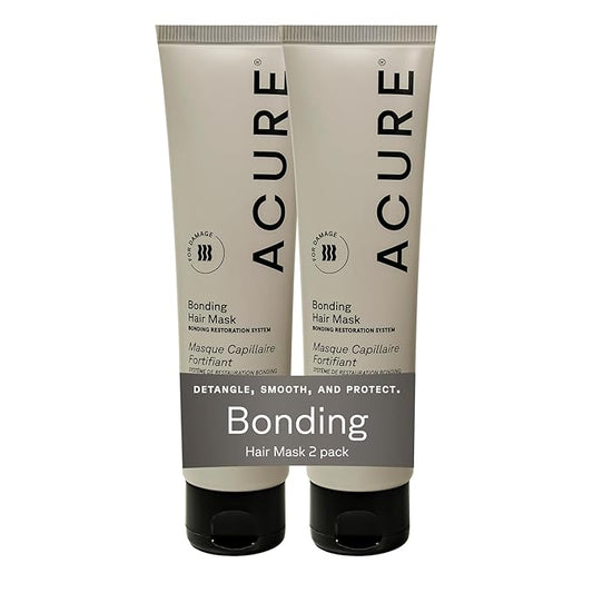 Acure Bonding Hair Mask - Weekly Deep Conditioning Hair Mask for Damaged Locks, Rescue Bond Repair Treatment for Dry, Damaged, Thin, Fine Locks, Natural Ingredients, Vegan - 5 fl oz (2 Pack)