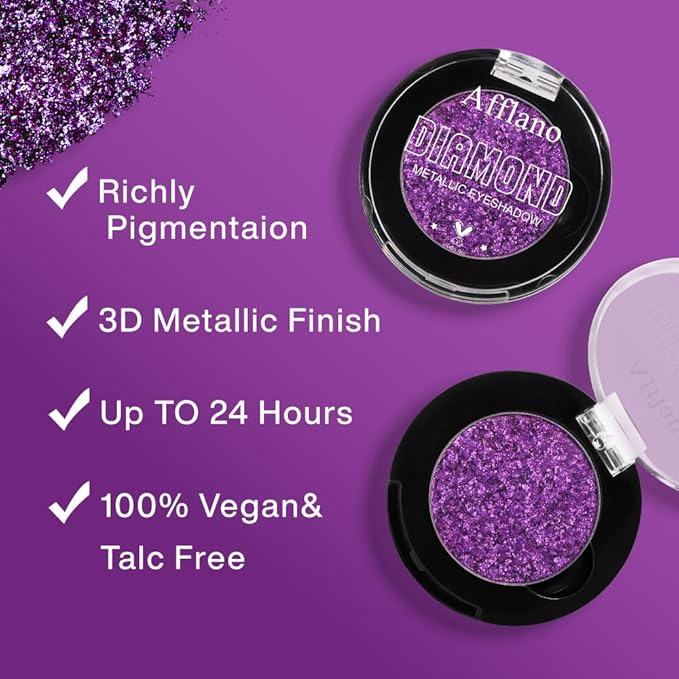 Purple Glitter Eyeshadow, High Impact Diamond Shimmer Eyeshadow Lavender Sparkle Makeup, Pigmented Long Lasting Waterproof Violet Fine Pressed Eye Glitters/Highlighter for Daily, Carnival, Party,Vegan