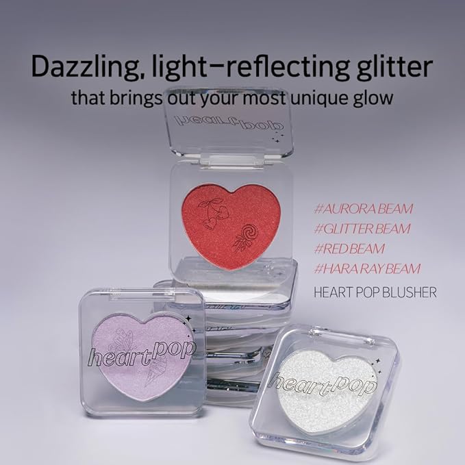 ETUDE Heart Pop Blush, Soft White Teak Cheek Color, Natural Highlight & Glossy Finish, Compact 0.2 oz – White Dolphin