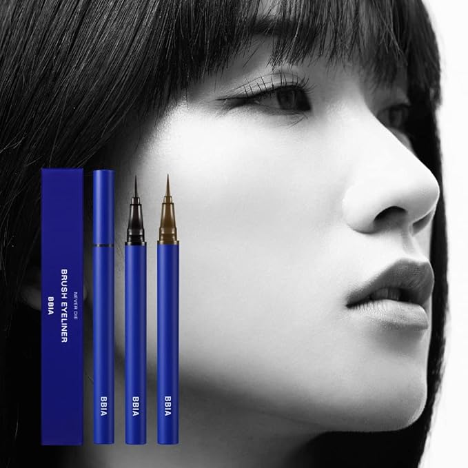 BBIA Never Die Brush Eyeliner - Waterproof & Sweat-proof Liquid Pen Eye Liner No-Skip with Highly Resilient Fine Brush Tip Satin Finish Long-Lasting Quick Dry Vegan Korean Eye Makeup (01 MATTE BLACK)