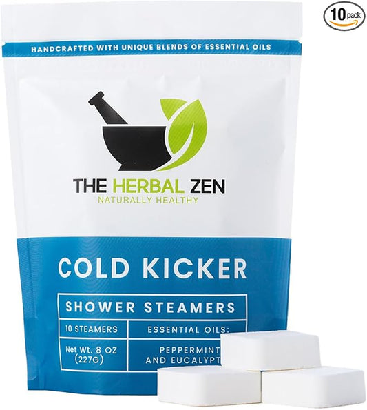 Cold Kicker Shower Steamers Aromatherapy for Relief - USA Made - Peppermint & Eucalyptus Shower Bomb Tablets – Valentines Day Gift for Her and Him – Soothing Natural Essential Oils (10 Pack)