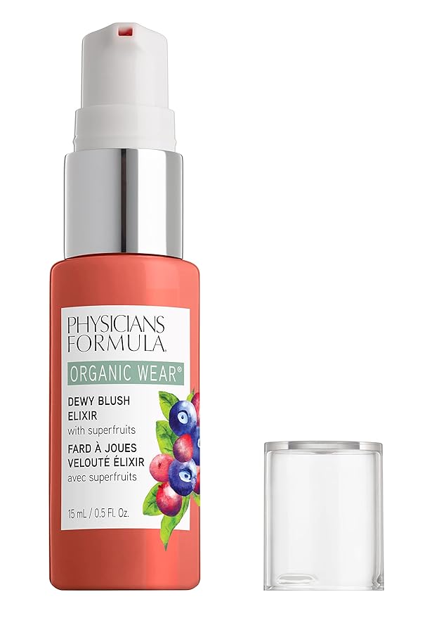 Physicians Formula Organic Wear All Natural Dewy Blush Cream Elixir Apricot Glow, Dermatologist Tested