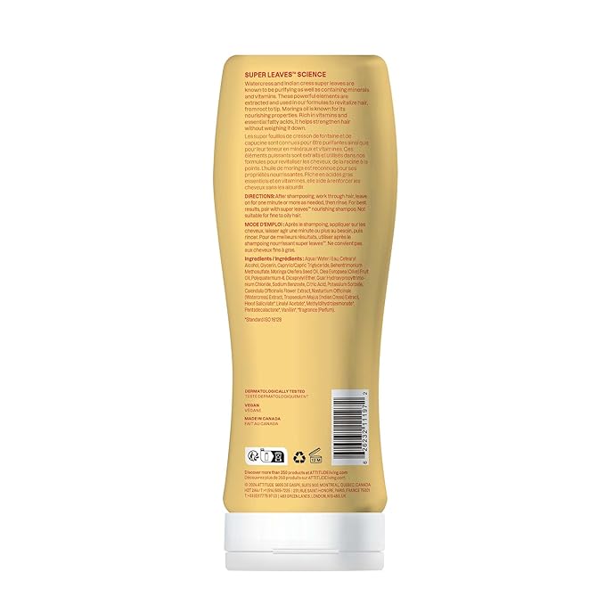 ATTITUDE Nourishing Conditioner for Curly Hair with Moringa Oil, Vegan and Naturally Derived, 3a, 3b, 3c Curl Type, Provides Lightweight Moisture to Curls, 16 Fl Oz (Pack of 6)