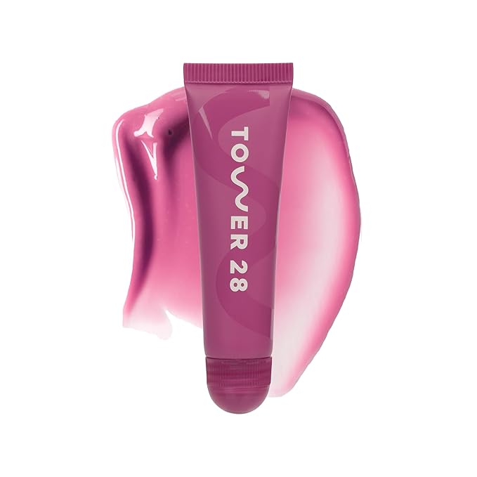 Tower 28 LipSoftie Tinted Lip Balm Treatment - Hydrating Glossy Balm + Overnight Lip Mask with Jojoba Oil + Shea Butter - Sweet, Cushiony Formula for Smooth, Soft Lips - Confetti Cake (0.38 oz)