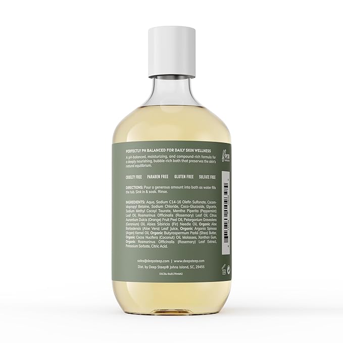 Deep Steep Bubble Bath, Rosemary Mint 17 oz (Pack of 2) – Hypoallergenic, Clinically Tested Soothing Soak with Shea Butter & Argan Oil – Sulfate-Free