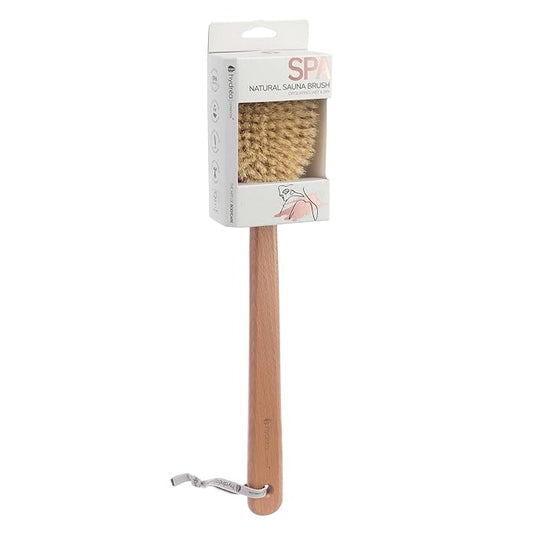 Hydrea London Body Brush Long Handled Exfoliating Back Scrubber, Natural Bristle, Dry Brush Cellulite Remover, Exfoliating Body Scrubber, Helps Improve Lymphatic Drainage - FSC® Certified Beechwood.