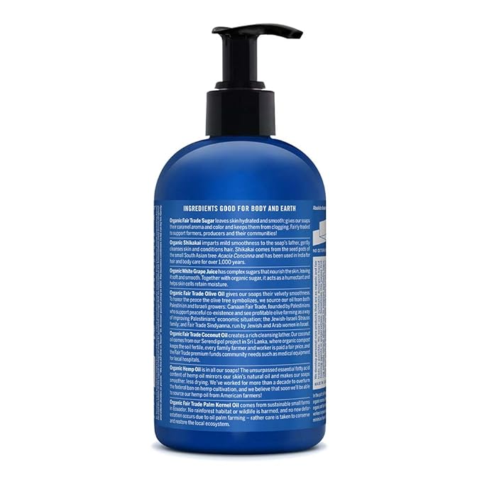 Dr. Bronner's - Organic Sugar Soap (Peppermint, 12 oz) - Made with Organic Oils, Sugar & Shikakai Powder, 4-in-1 Uses: Hands, Body, Face & Hair, Cleanses, Moisturizes & Nourishes, Vegan, Non-GMO
