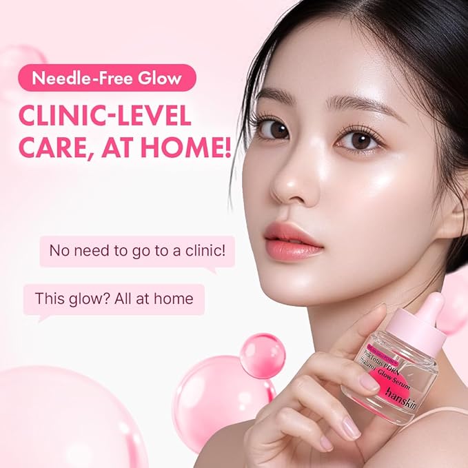 Hanskin PDRN Pink Peptide Hyaluron Glow Serum - 200,000ppm Pink Lotus Vegan PDRN | Intensive Hydrating Glow Ball Essence for Glass Skin, Plumping & Firming | Korean Skincare 1.01 fl. oz.