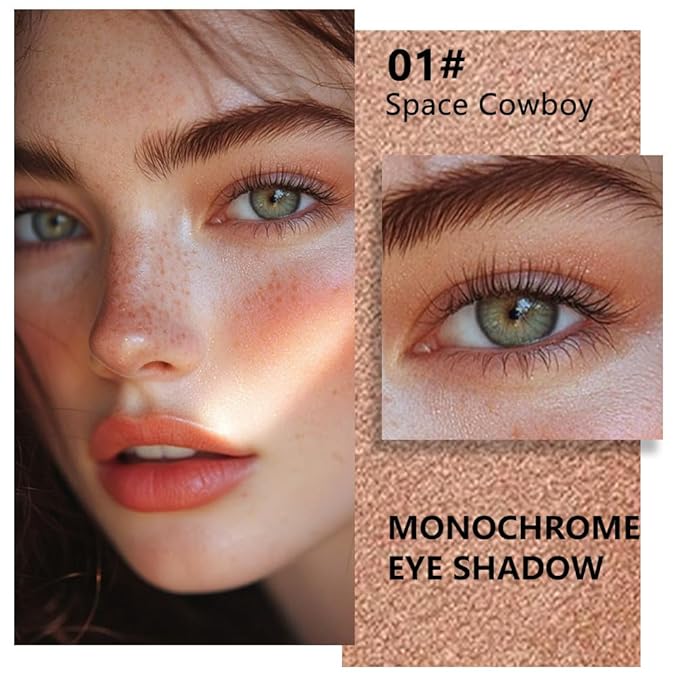 Champagne Gold Glitter Single Eyeshadow, Nude Gold Pink Shimmer Cream-to-Powder Eye Shadow, High Pigment Long-Lasting Waterproof Monochrome Mini Eyeshadow for Daily Makeup & Gifts #01