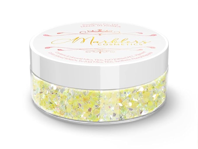 MARBLERS Mixed Shaped Face & Body Glitter [Yellow] 0.18oz (5g) | Chunky | Chopped | Flake |Non-Toxic | Vegan | Cruelty-Free | Festival, Rave & Party Makeup | Eye, Hair, Nail Polish, Eyeshadow