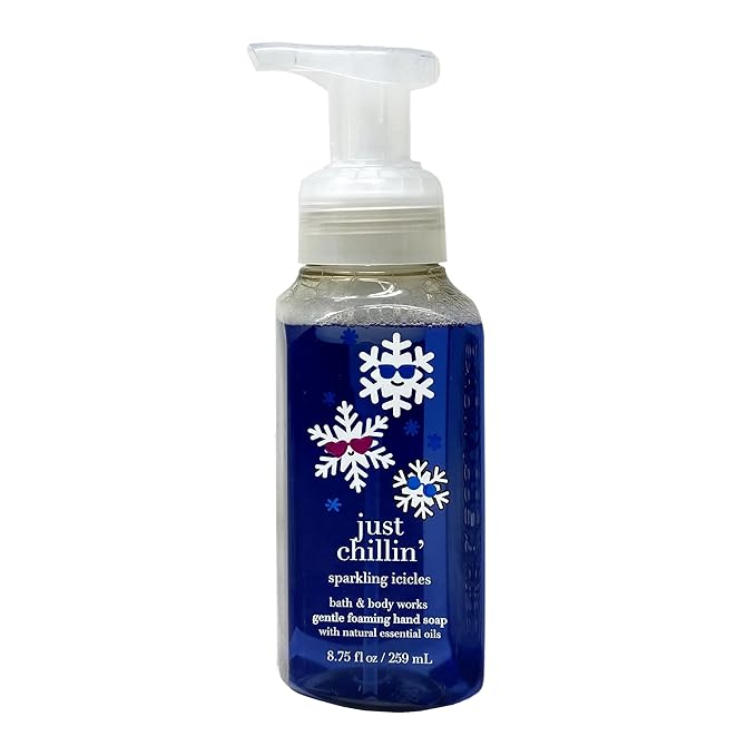 Bath & Body Works Just Chillin' Sparkling Icicles 2 Pack Gentle Foaming Hand Soap Bundle with a Natural Oats Sample Soap