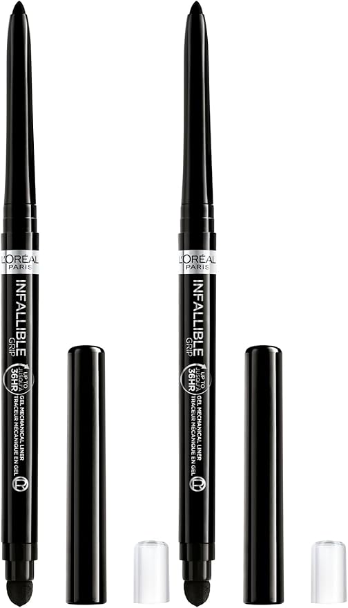 L'Oreal Paris Infallible Grip Mechanical Gel Eyeliner Pencil,Smudge-Resistant,Waterproof Eye Makeup with Up to 36HR Wear,Intense Black,0.01 Oz,(Pack of 2)