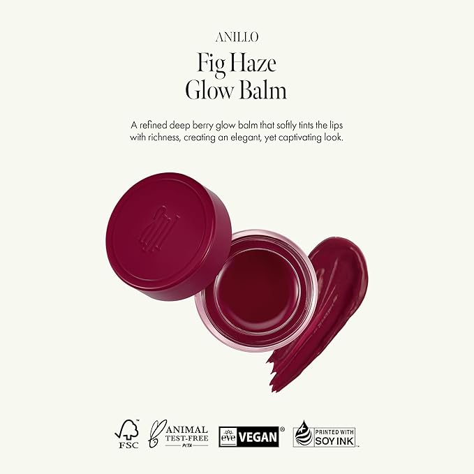 anillO Fig Haze Glow Balm - Hydrating & Moisturizing Lip Balm and Blush for Cheeks with Hibiscus Collagen, Coconut Oil and Volufiline - Lightweight, Buildable, Vegan Korean Skin Care (5g, 0.18 oz)