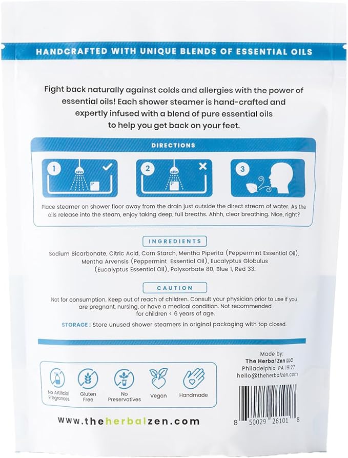 Cold Kicker Shower Steamers Aromatherapy for Relief - USA Made - Peppermint & Eucalyptus Shower Bomb Tablets – Valentines Day Gift for Her and Him – Soothing Natural Essential Oils (10 Pack)