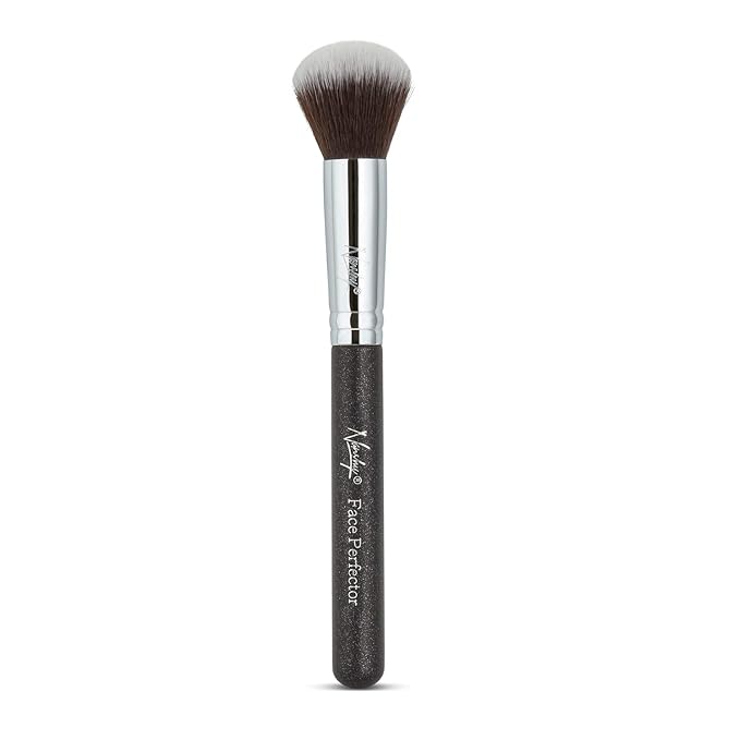 Nanshy Face Perfector Blush Brush - Bronzer Brush & Contour for Powder & Cream Face Makeup Application & Blending - Fluffy Highlighter Brush - Vegan & Cruelty-Free - Black