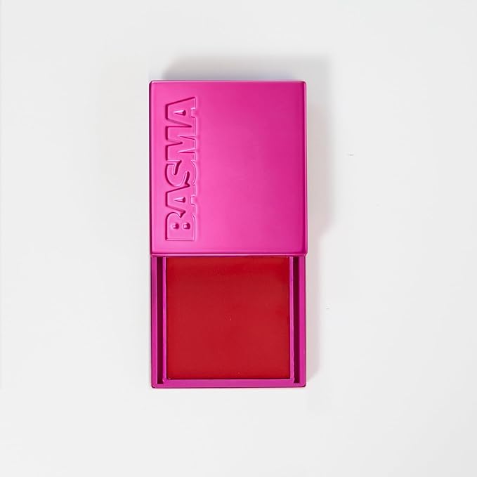 BASMA Beauty Cream Blush for Cheeks, Buildable Non-Sticky Cream Blush Makeup, Long-Lasting Cheek and Lip Tint with Vitamin E, Aloe Vera & Rosemary Extract, Gluten-Free Vegan (1, Cherry Red)