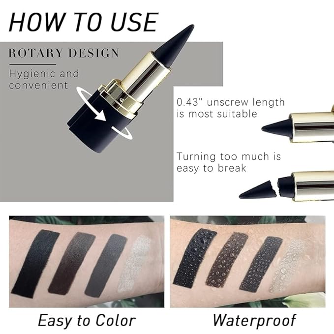 Miss Rose M Gel Eyeliner, 2 Pcs Black Eyeliner Pencils, delineador de ojos contra el agua, Easy to Use, Eye Makeup for Women (Black Pack of 2)