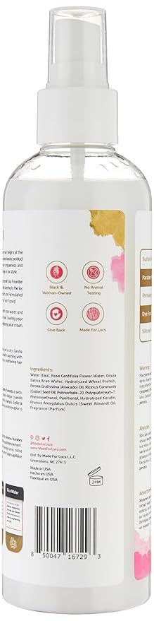 Made For Locs Vegan Rose Water Refresher Spray | Locs Moisturizer | Locs Deodorizer | Amazing Scents (Cherry Blossom, 8 oz)