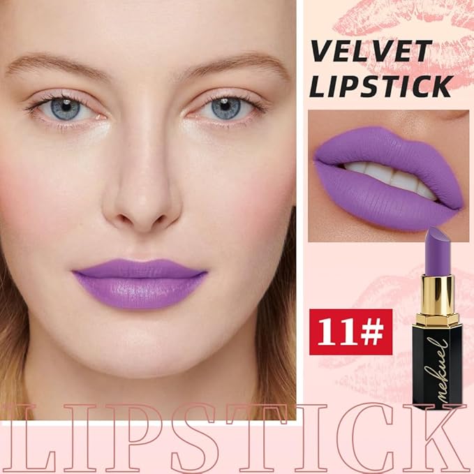 Violet Velvety Matte Lipstick for Women, Creamy Lipstick Long Lasting Waterproof, Women Gift Lipsticks, Longwear Lip Stick Makeup Smudge Proof, Rich Color Lipsticks Vegan & Cruelty Free