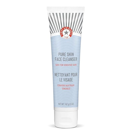 First Aid Beauty Pure Skin Face Cleanser, Sensitive Skin Cream Cleanser with Antioxidant Booster, 5 oz.