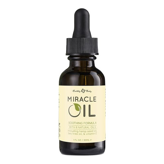 Earthly Body Miracle Oil, 1 fl. oz. - 100% Natural Tea Tree Oil, Hemp Seed Oil & Vitamin E - Moisturizer, Calms Skin Irritations, Helps Smooth Wrinkles - Gluten Free, 100% Vegan