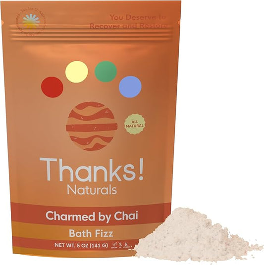 Bath Fizz, Charmed by Chai, Vegan & Natural Bath Fizz with Cinnamon Oil, Himalayan Pink Salt, Shea Butter & Cardamom, Spa at Home, Self Care Essential, Multiple Baths, 4 OZ
