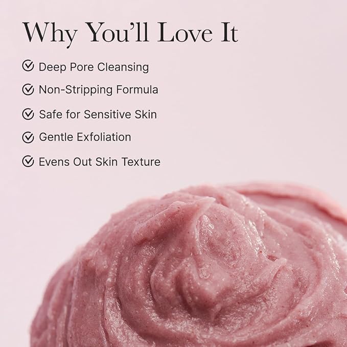 Arencia Rosehip Brightening Rice Mochi Face Cleanser & Daily Scrub - Moisturizing, Exfoliating & Deep-Cleansing - All Skin Types with Rice Powder & Rice Water (1.76oz)