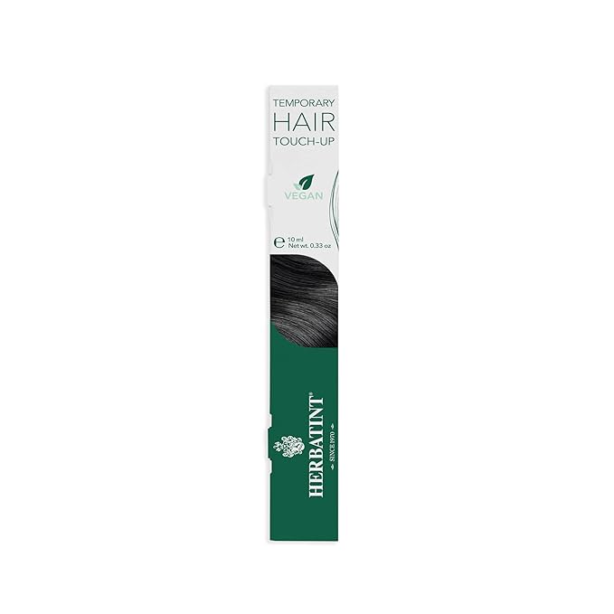 Herbatint Temporary Hair Touch-Up - Instantly Mask Grey Roots Between Coloring with Easy To Apply Precision Brush Kit - Natural-Looking Concealer For Black Hair - Vegan - .33 oz