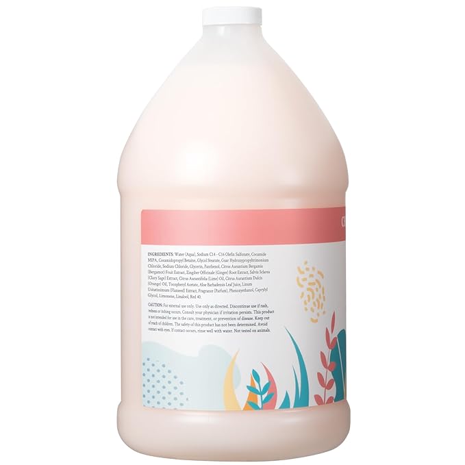 Ginger Lily Farms Botanicals Moisturizing Shampoo for All Hair Types, Champagne Mimosa, 100% Vegan & Cruelty-Free, Citrus Blend Scent, 1 Gallon (128 fl oz) Refill