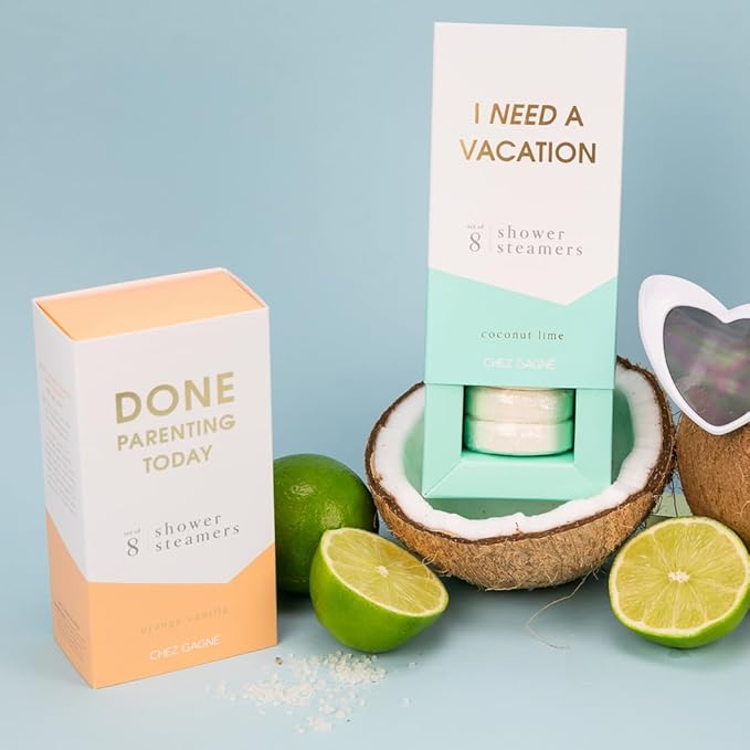 Aromatherapy Shower Steamers - I Need A Vacation - Coconut Lime, Set of 8 - Vegan, Cruelty-Free, Made in USA - Paraben, Sulfate & Phthalate-Free - Relaxation Self Care Gift