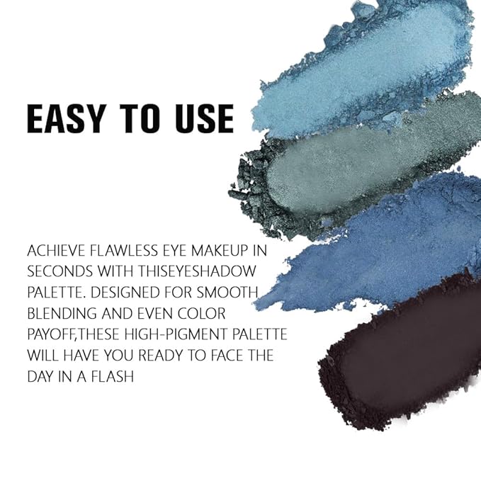 4 Colors Blue Gray Taupe Eye Shadow Powder Palette Makeup, Neutral Matte Shimmer Quad Eyeshadow Palette for Old Women Highly Pigmented Waterproof, paleta de sombras de ojos, Vegan, Cruelty-free