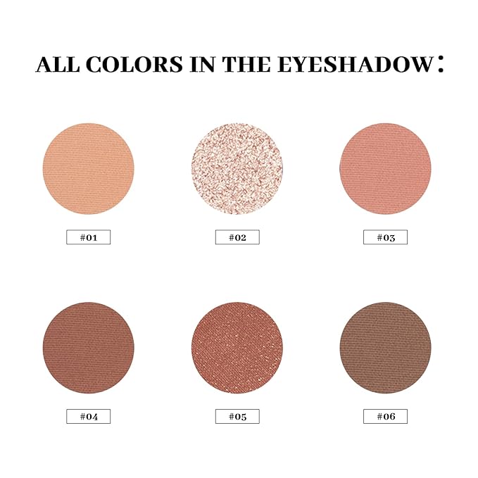 6 Colors Eyeshadow Palette (Rose Gold Brown)