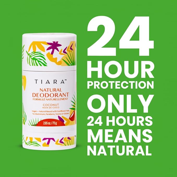 TIARA Whole Body All Natural Deodorant for Women, Aluminum Free Deodorant for Men, Safe for Kids Use All Over Body, Paraben Free, No Chemicals Vegan & Non Toxic, Travel Size (Coconut)