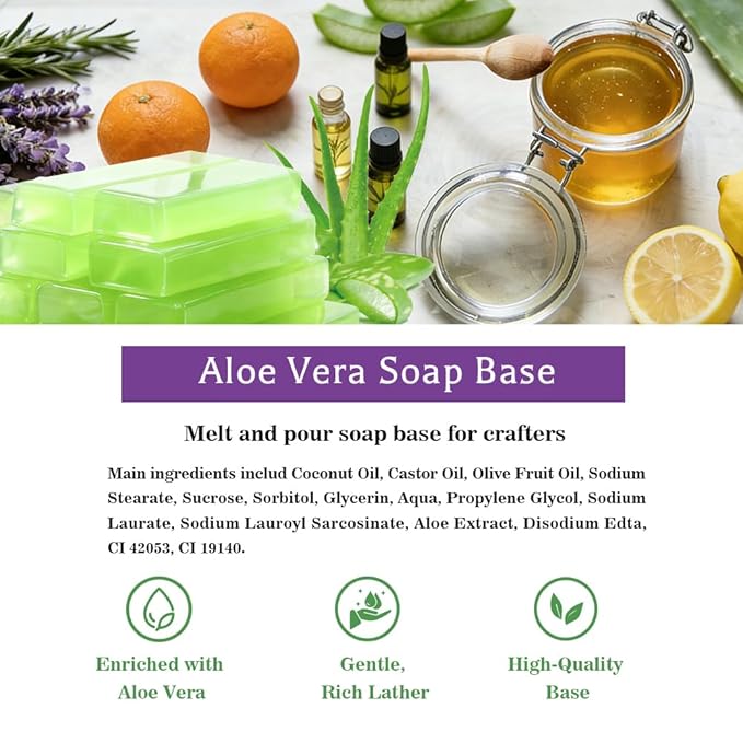 Aloe Vera Melt & Pour Soap Base, 5.2 lb – Clear Glycerin Soap Base for DIY, Crafting, Gift Making – Easy to Use