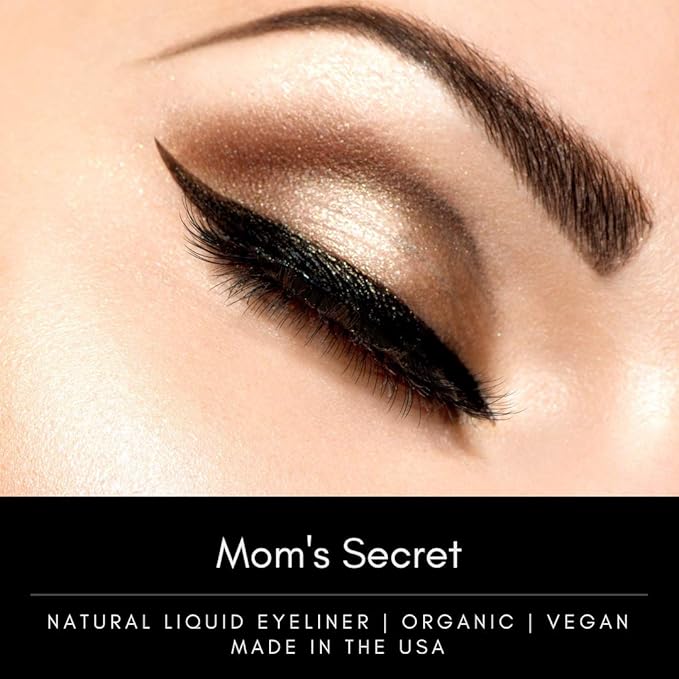 Mom's Secret 100% Natural Liquid Eyeliner Black, Organic, Vegan, Made in the USA, 0.21 oz.