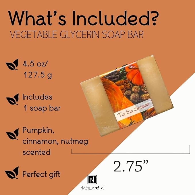 Glycerin Bar Soap 'Tis the Season Scent - Natural, Vegan-Friendly, Hypoallergenic - Moisturizing and Hydrating with 100% Vegetable Glycerin - Sulfate-Free, Paraben-Free, Chemical-Free - 4.5 oz