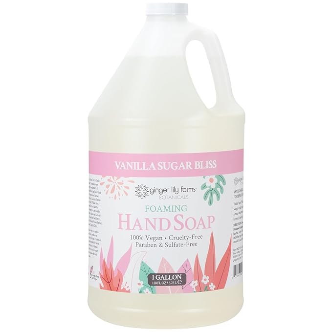 Ginger Lily Farms Botanicals All-Purpose Foaming Hand Soap Refill, 100% Vegan & Cruelty-Free, Vanilla Sugar Bliss Scent, 1 Gallon (Pack of 4)