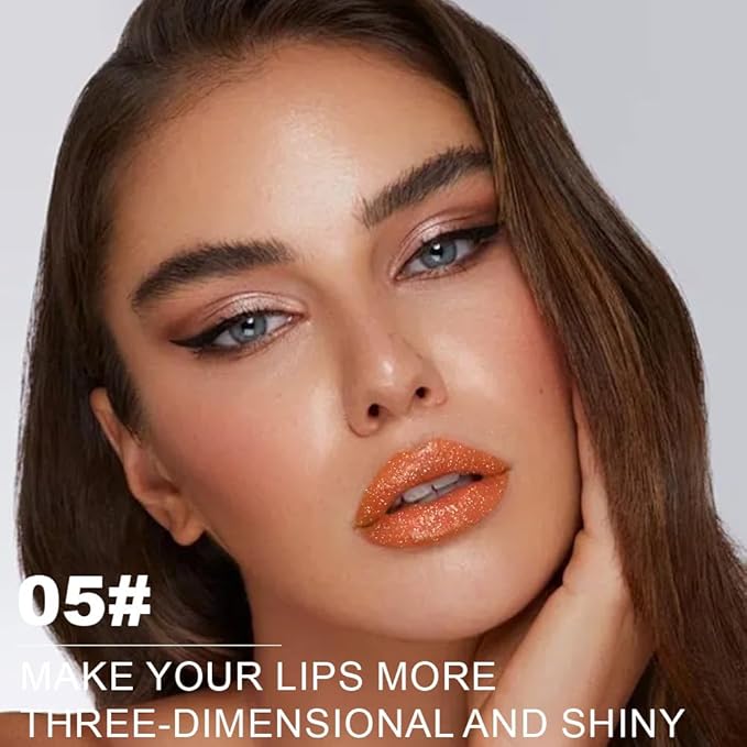 Kaely Glitter Metallic Lipstick Makeup, Shimmer Metallic Lipsticks for Women, High Pigmented Lip Gloss Long Lasting Waterproof Smudge Proof, Vegan & Cruelty-Free, 05