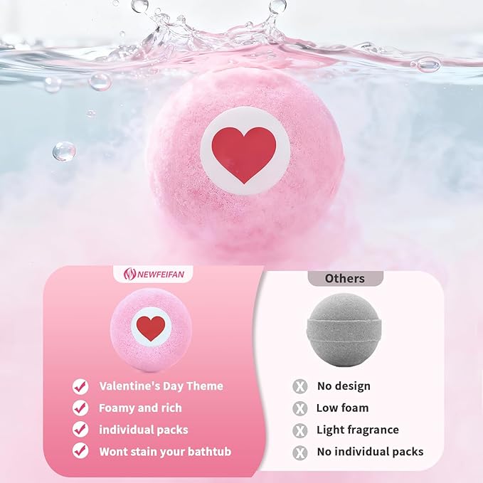 Easter Bath Bombs for Women, XXL 4-Pack Handmade Natural & Organic Rose Essential Oil, Teen Easter Basket Stuffers Gifts for Her Him, Birthday Gifts for Wife Daughter Girlfriend Coworkers