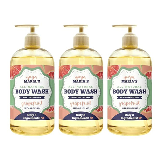 Yaya Maria's Natural Body Wash, Only 6 Ingredients, 100% Nontoxic, Keeps Skin Soft, Cruelty-Free (Grapefruit)