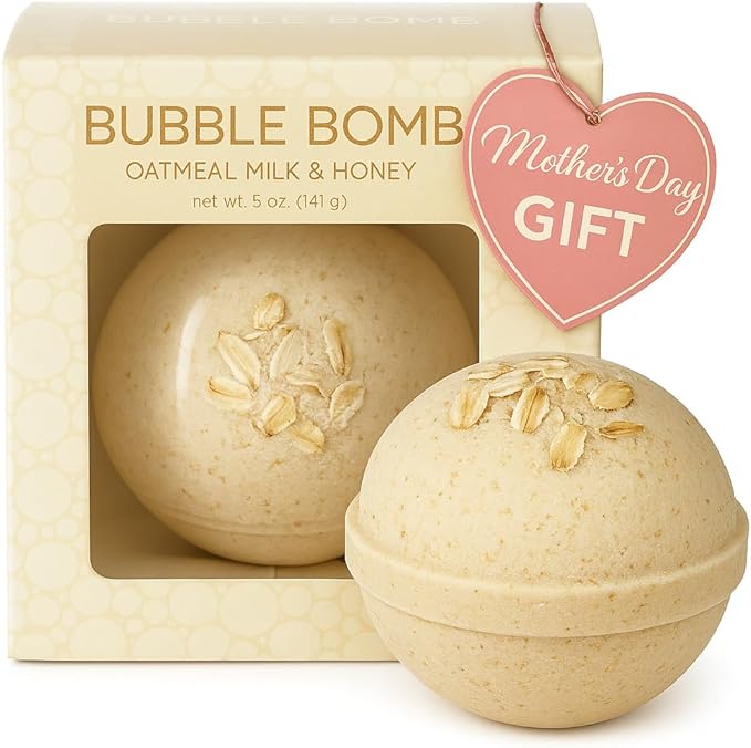 Oatmeal Bath Bomb for Women, Girls & Kids - Bubble Bath Bomb with Milk & Honey Scented Vanilla Bath Bombs for Holidays - Incredible Scent, USA Made by Two Sisters