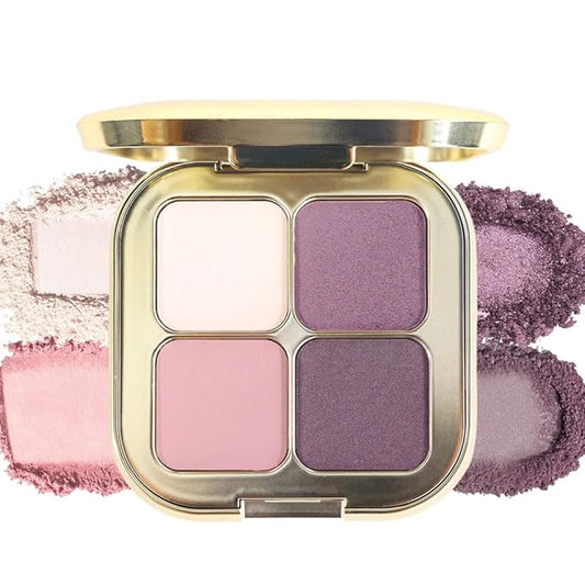 White Pink Purple 4Colors Eyeshadow Makeup Palette with Mirror,Natural Neutral Powde Eye Shadow Palettes for Older Women,Long Lasting Naturing-Looking,Lightweight Eye Makeup Kit Travel Size,Vegan