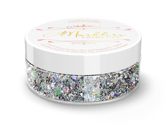 MARBLERS Mixed Shaped Face & Body Glitter [Gray] 0.18oz (5g) | Chunky | Chopped | Flake | Non-Toxic | Vegan | Cruelty-Free | Festival, Rave & Party Makeup | Eye, Hair, Nail Polish, Eyeshadow