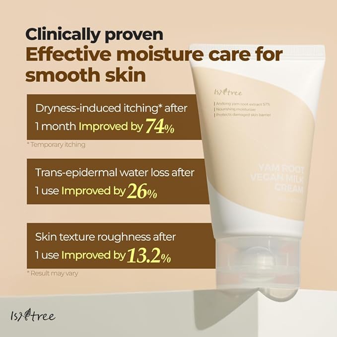 IsNtree Yam Root Vegan Milk Cream 80ml, 2.7 fl.oz | Nourishing moisturizer | vegan milk moisturizer | Korean Skincare