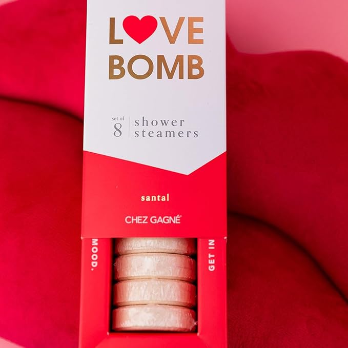 Aromatherapy Shower Steamers - Love Bomb - Santal, Set of 8 - Vegan, Cruelty-Free, Made in USA - Paraben, Sulfate & Phthalate-Free - Romantic Gift, Love Gift, Anniversary