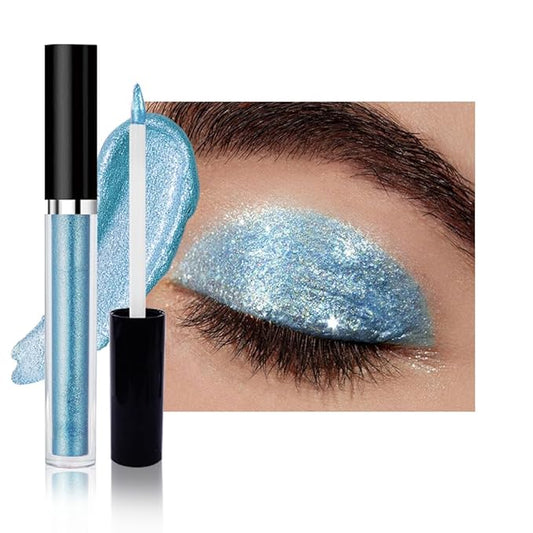 SUAKE Liquid Sparkling Glitter Eyeshadow Stick Pack - High Pigment Shimmer Metallic Eye Shadow, Long-Lasting, White Blue Black Gold Purple Bold Colors,Quicking-Dry (8#-Blue, Pack of 1)