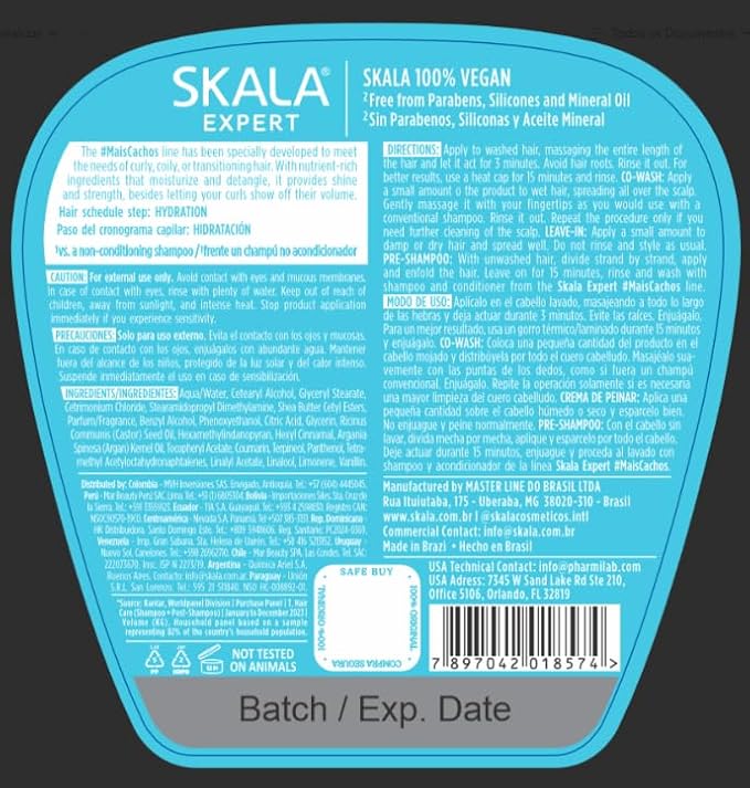 SKALA 2 Pack Mais Cachos Hydrates Curls, Eliminates Frizz, For Curly Hair - 2 IN 1 Conditioning Treatment Cream and Cream To Comb 35.2oz New